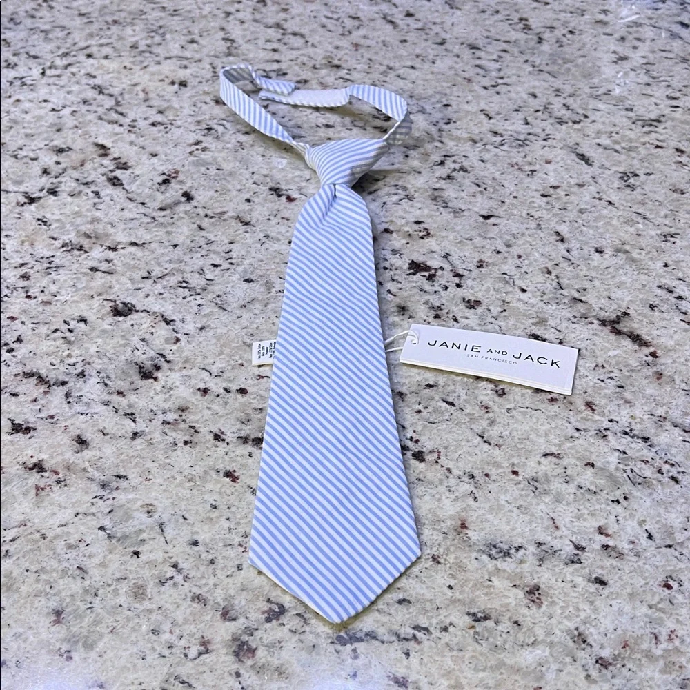 New - Janie and Jack Light Blue Striped Seersucker Tie